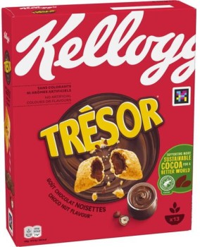 Kellogg's Trésor cereal pillows with hazelnut flavor filling 410g