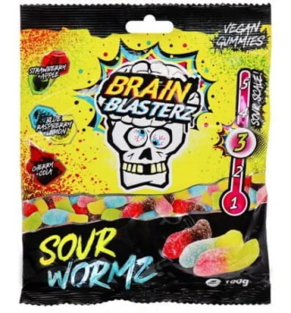 Brain Blasterz Sour Wormz Gummies Level 3 Sour 100g