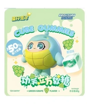 Haoliyuan Egg Party Green Grape Filled Cube Gummies 65g CHINY