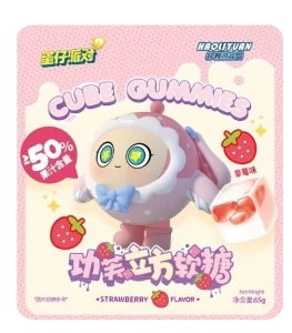 Haoliyuan Egg Party Strawberry Filled Cube Gummies 65g CHINY