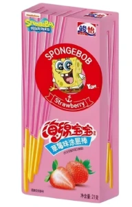 Junyi SpongeBob Strawberry Coated Sticks 21g CHINY