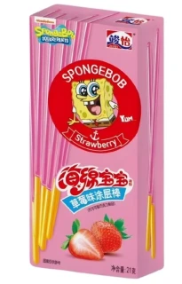 Przejdź do produktu Junyi SpongeBob Strawberry Coated Sticks 21g CHINY