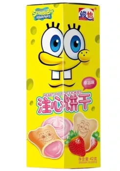 Junyi SpongeBob Strawberry Heart Filled Cookies 42g CHINY