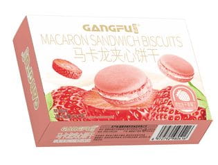 Przejdź do produktu Gangfu Macaron Sandwich Biscuits Strawberry Flavor 62g CHINY