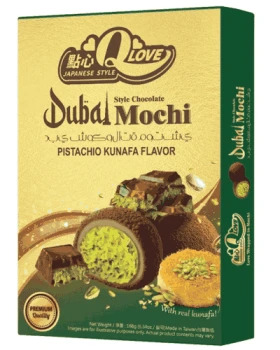 QLove Dubai Chocolate &amp; Pistachio Kunafa Deluxe Mochi 168g TAJWAN