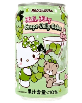 Hello Kitty Red Sakura Grape Drink With Jelly Boba 310ml TWN