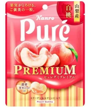 Kanro Pure Gummy Premium Yamanashi White Peach 54g, JAPONIA